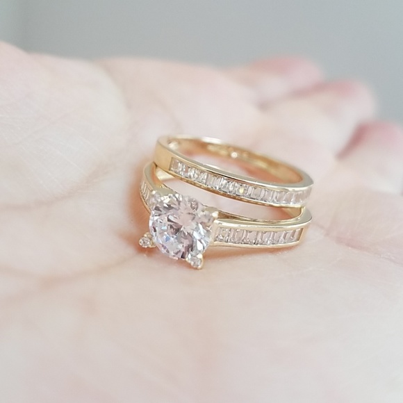 14k Yellow gold Engagement Ring & Wedding 2pc - Picture 8 of 14